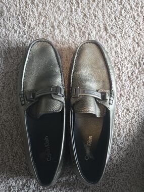 Calvin Klein Men's Metallic Bronze Buckle Loafers
